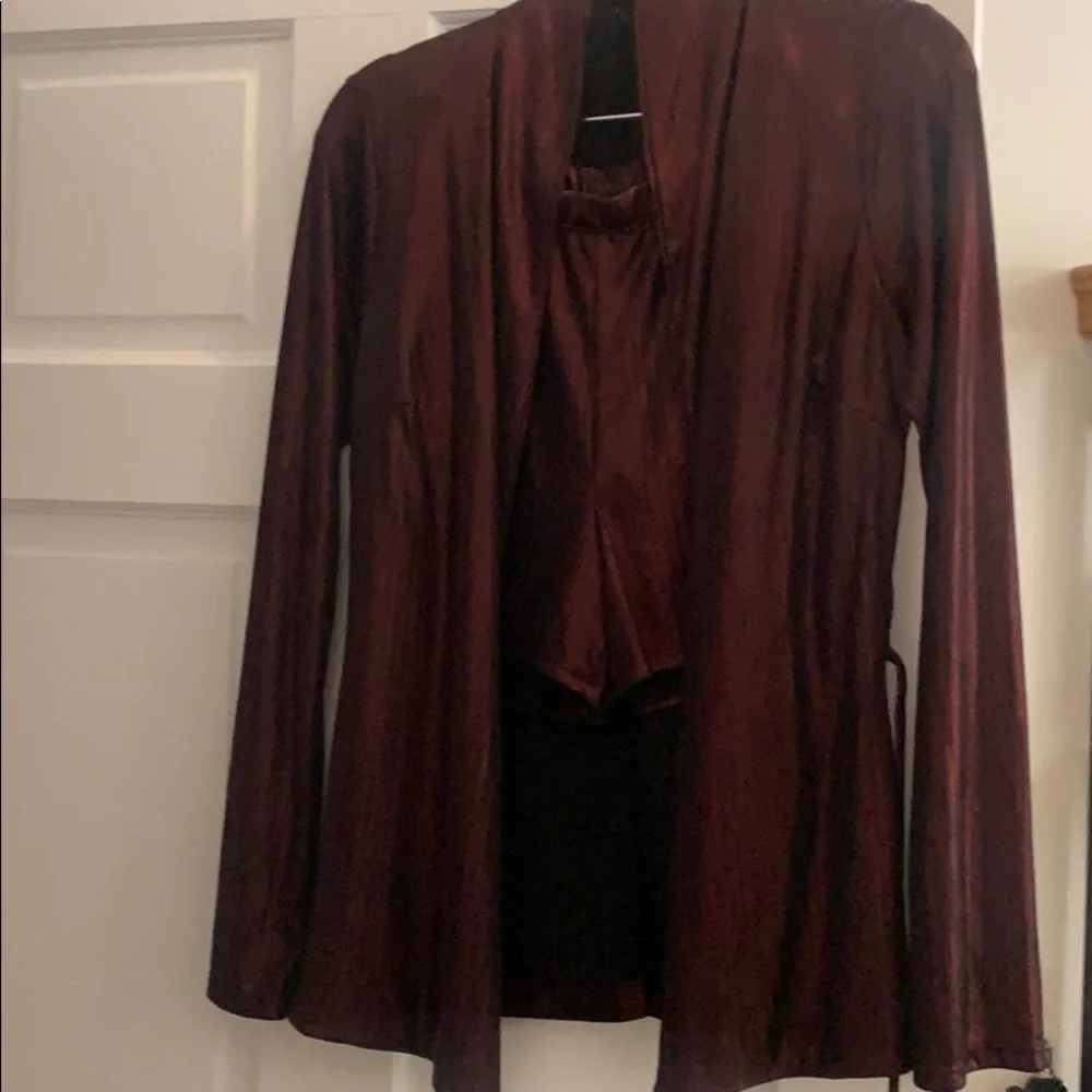 Dark Red Metallic Two Piece Set - Picture 5 of 5